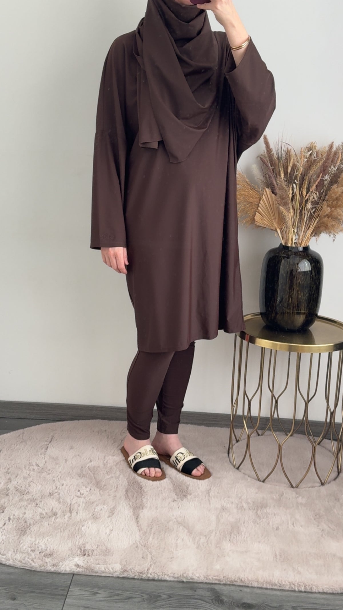 Burkini oversized donkerbruin